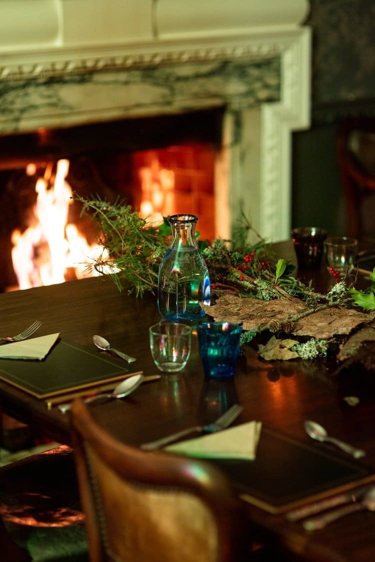 One of our dining tables, prepped and ready for our seasonal feasts event