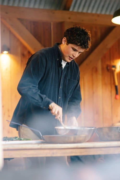 Our resident chef Max, preparing food for a seasonal feast event