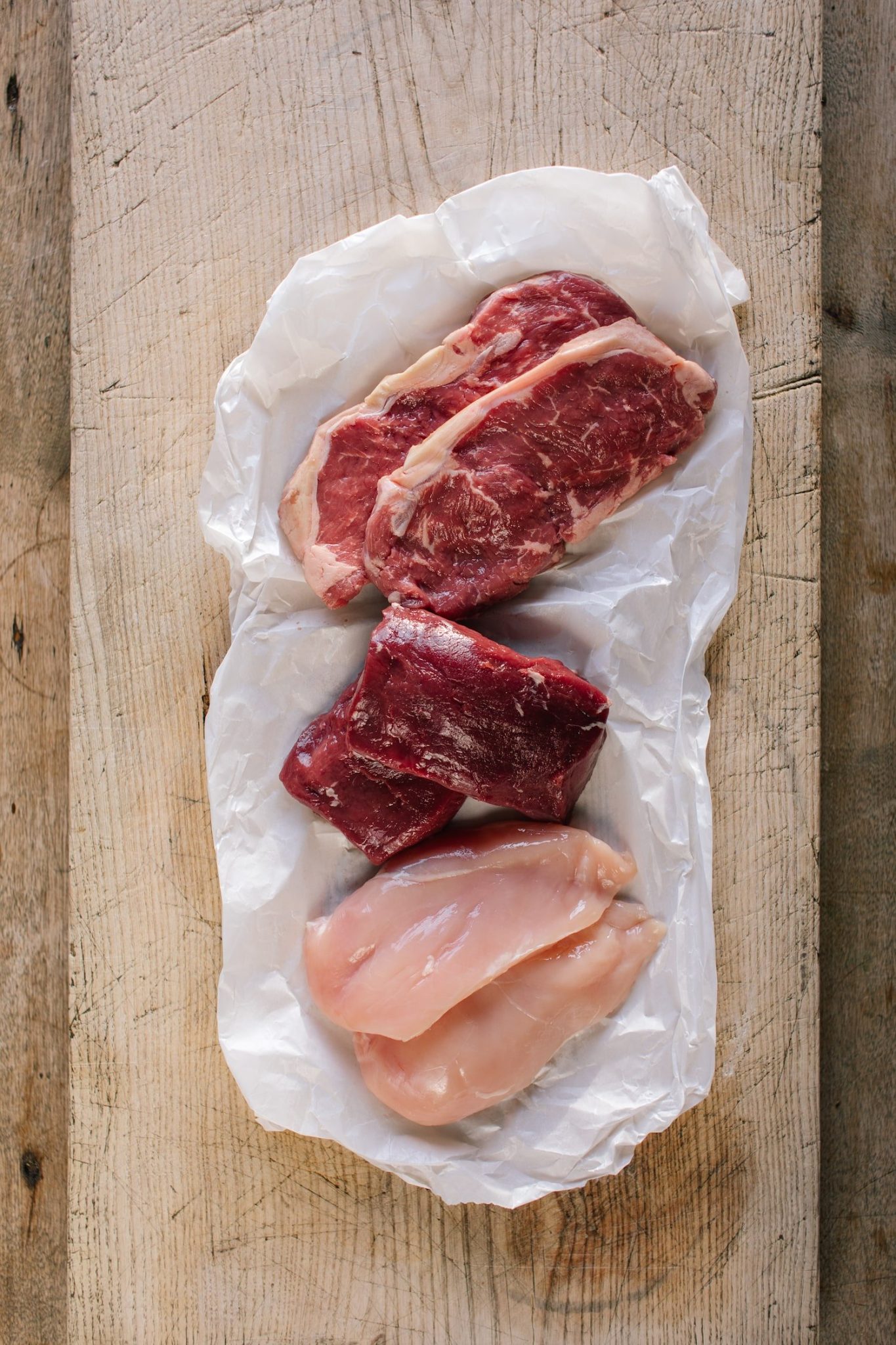 A selection of meat as part of a meat hamper.