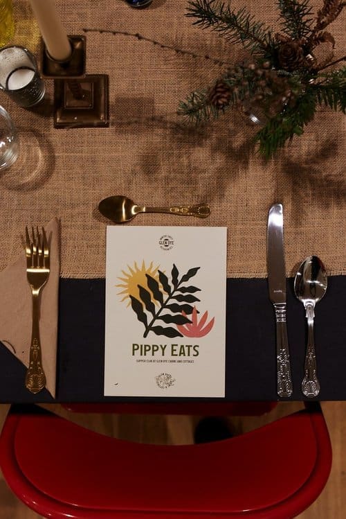 Image of the dinner menu at our winter chef's seasonal feast event.