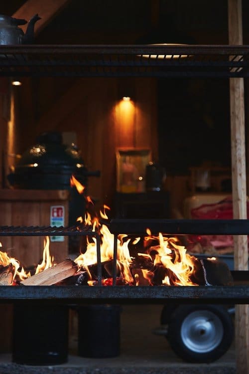 An open flamed grill