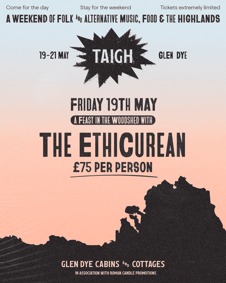 Poster advertising the Taigh music event hosted by Glen Dye Cabins and Cottages