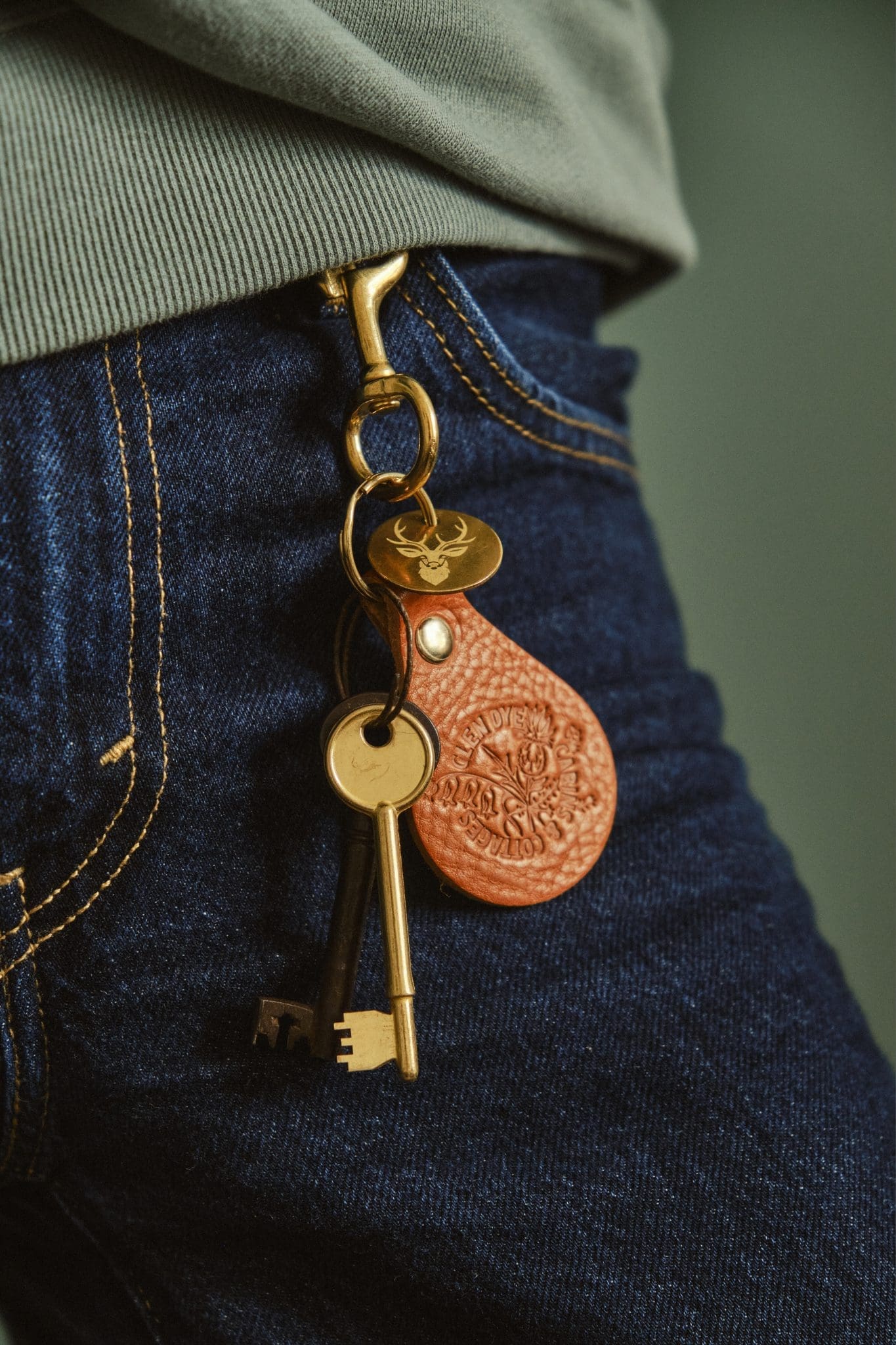 Glen Dye Leather Keyring - Image 3